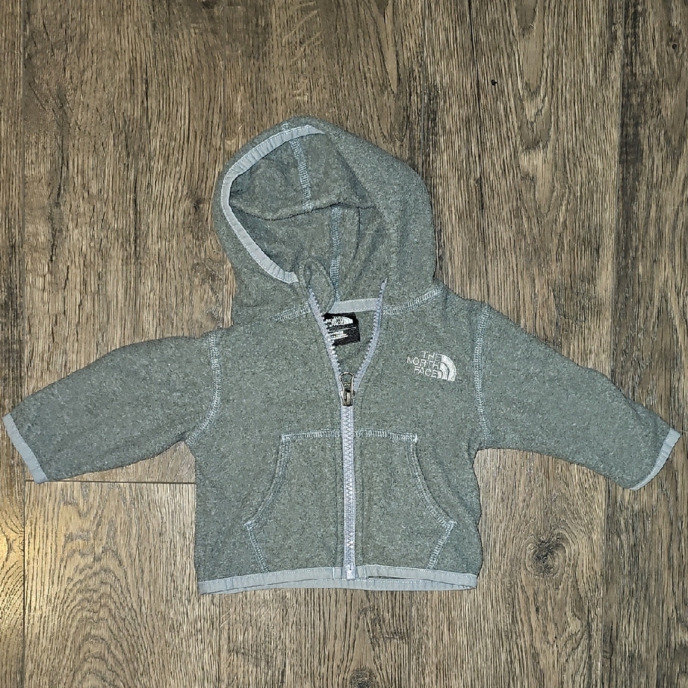 The North Face Kids Heather Gray Zip-Up Hoodie Sweatshirt Jacket Baby 0-3 Months